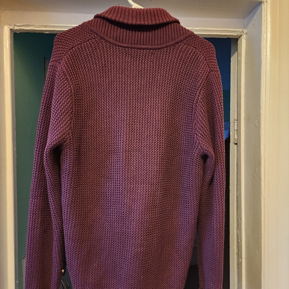 Penguin purple grandpa button-down men's sweater. - Picture 2 of 8